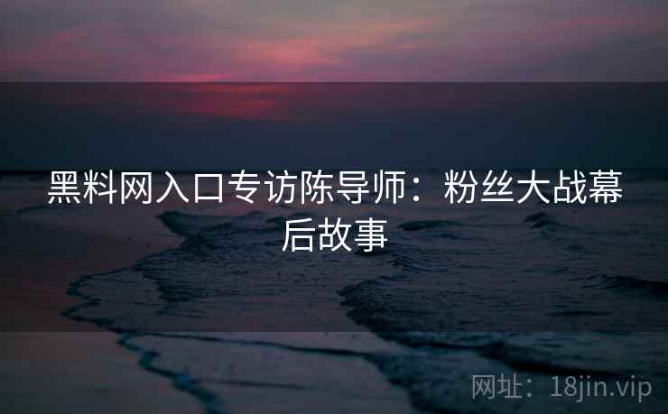 黑料网入口专访陈导师：粉丝大战幕后故事