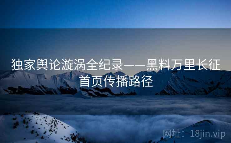 独家舆论漩涡全纪录——黑料万里长征首页传播路径
