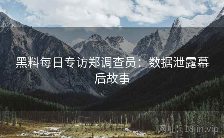 黑料每日专访郑调查员：数据泄露幕后故事