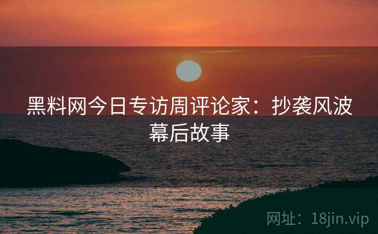 黑料网今日专访周评论家：抄袭风波幕后故事