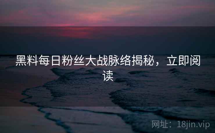 黑料每日粉丝大战脉络揭秘，立即阅读