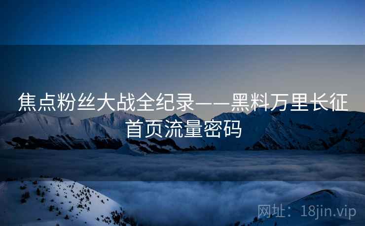 焦点粉丝大战全纪录——黑料万里长征首页流量密码