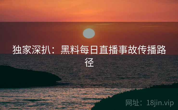 独家深扒：黑料每日直播事故传播路径