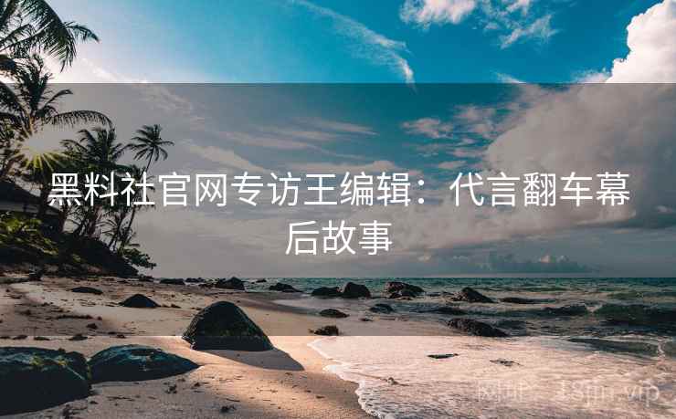 黑料社官网专访王编辑：代言翻车幕后故事